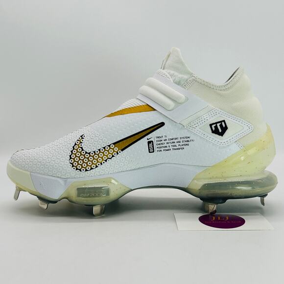Nike Men's Force Zoom Trout 7 Pro Mid Baseball Cleats White/Gold CI3134-106 Sz 8 - Picture 7 of 10